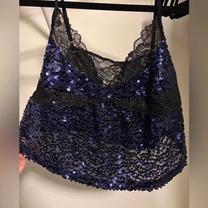 Free People Sequin Lace Bralette - Black and blue